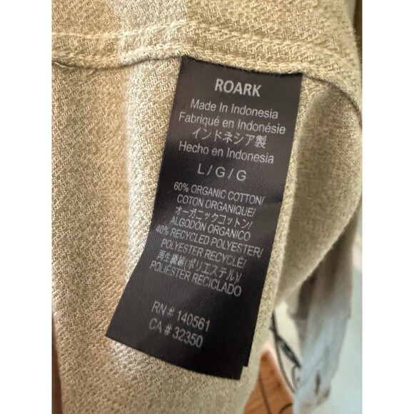 Roark Mens Shirt Size L Beige Brown Long Sleeve Button Up Elbow Patches - Picture 5 of 6